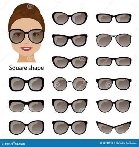 Spectacle Frames And Women Face Shapes Vector Illustration ...