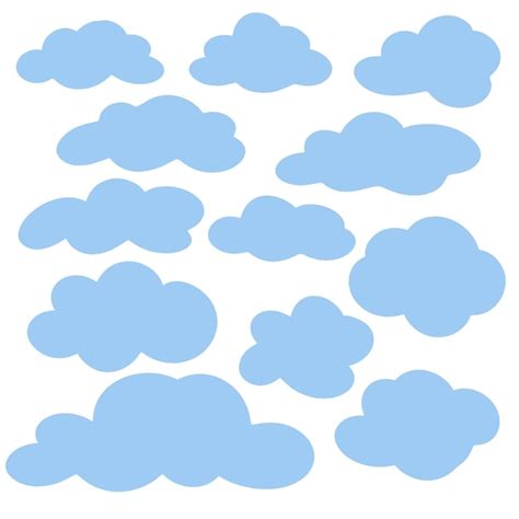 Premium Vector | Blue clouds cartoon set Clipart fluffy clouds of different sizes and shapes