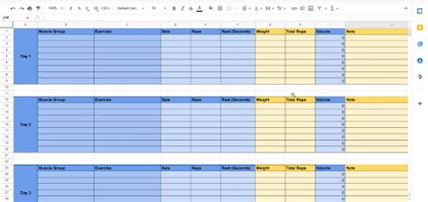 5 Free☝️ Google Sheets Workout Templates - Spreadsheet Daddy