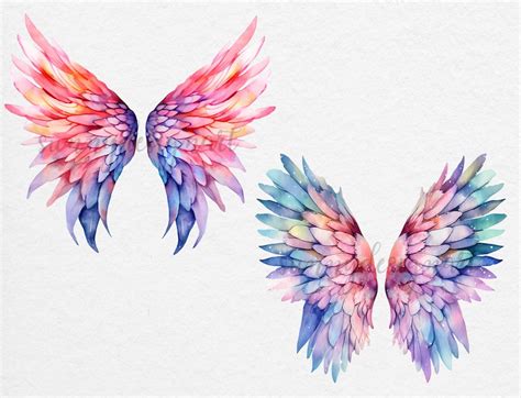 Angel Wings Clipart Watercolor Clipart Feather Wings Png - Etsy