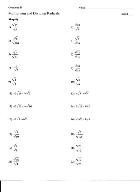 19 Multiplying And Dividing Radicals Worksheets / worksheeto.com