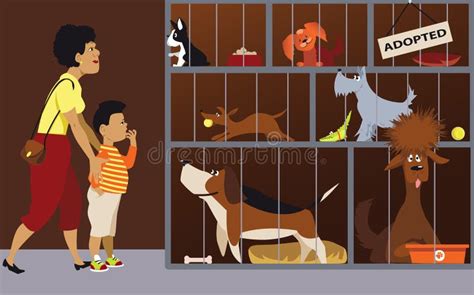 Family Adopting Pet From Animal Shelter Flat Vector Illustration Isolated. Stock Vector ...