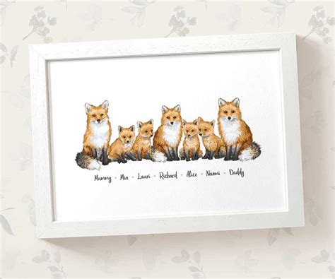 Fox Family Names Print Woodland Baby Gift by Pawprint Illustration