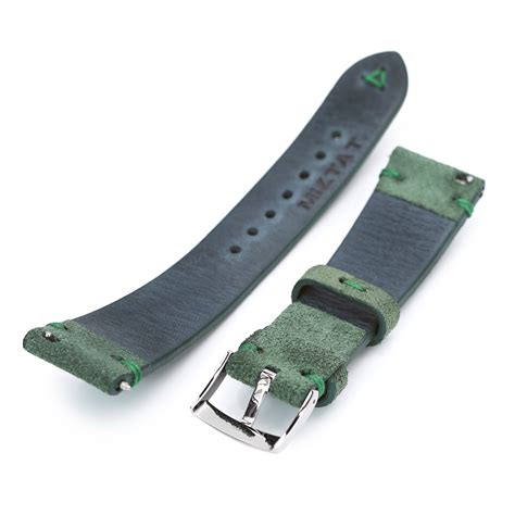 20mm Green Quick Release Italian Suede Leather Watch Bands | Strapcode