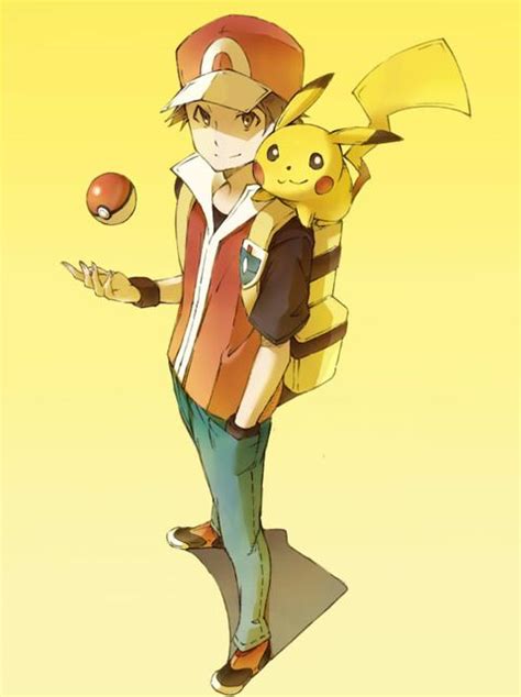 Red Champion of Kanto and Pikachu travelling during one of his days off ...