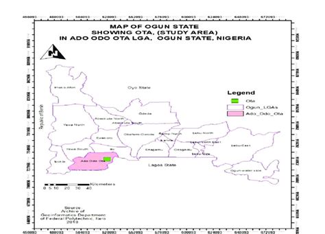 Study area, Ota town, shown in the Map of Ogun State. Source: Ajala ...