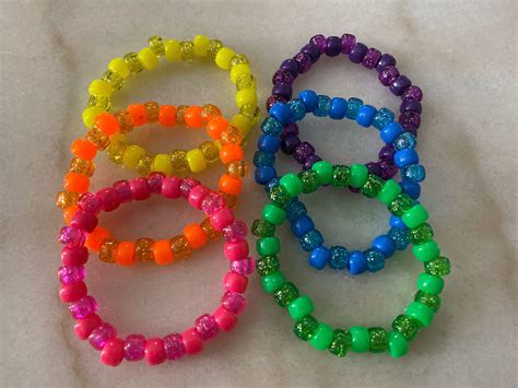 Set of 6 Rainbow Kandi Bracelets - Etsy | Kandi bracelets, Pony bead ...