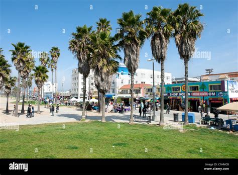 World famous Venice Beach boardwalk hosts nearly two miles of shops, eateries and street vendors ...