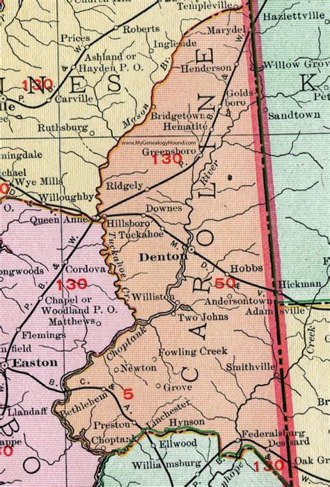 Caroline County, Maryland, Map, 1911, Rand McNally, Denton, Greensboro ...