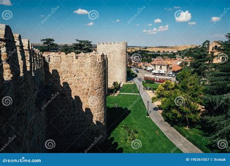 October 01, 2018: Avila, Castile and Leon, Spain. Medieval Avila Castle ...