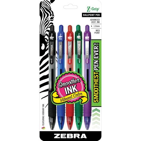 Zebra Pen Z-Grip Retractable Ballpoint Pens - Medium Pen Point - 1 mm ...