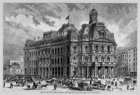 POST OFFICE NEW YORK POSTAL HISTORY 1870 ARCHITECTURE HORSES CARRIAGES ...