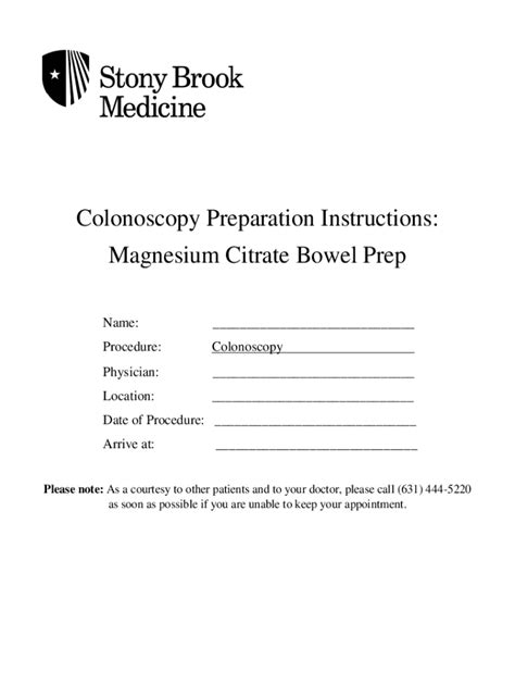 Fillable Online Magnesium Citrate Colonoscopy Preparation Instructions Fax Email Print - pdfFiller