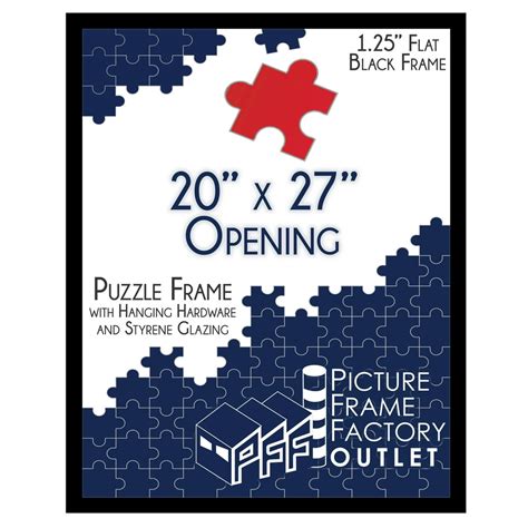 (1) 20x27 - Picture Frame for Puzzles, Photos, Artwork - 1.25" Black MDF Frame with plexi-glass ...