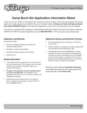 Camp Burnt Gin Application - Fill and Sign Printable Template Online