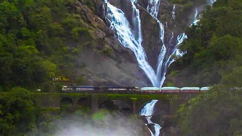 FREIGHT TRAIN AT DUDHSAGAR WATERFALLS - Indian Railways - YouTube