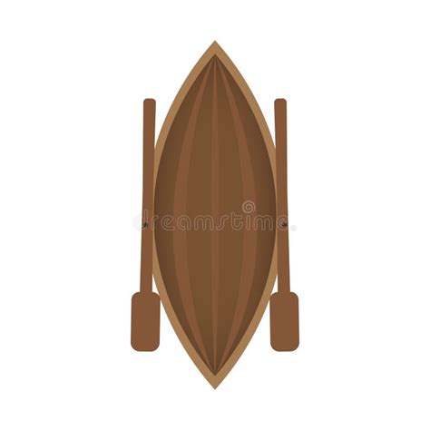 Wooden Boat Top View Vector Illustration Isolated on White Background ...