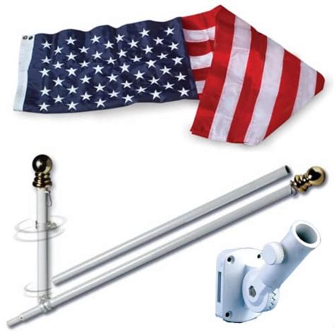 Allied Flag Pole Kit - 3 x 5 FT Nylon American Flag with 5 FT Spinning ...