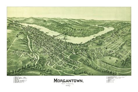 Bird's eye view of Morgantown, West Virginia in 1897 - KNOWOL