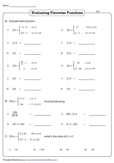 Algebra Functions And Data Analysis Worksheets - Worksheets Master