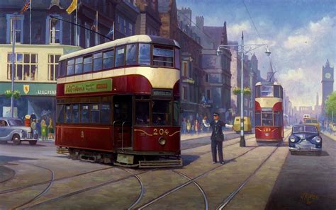 Edinburgh tram 1953. Painting by Mike Jeffries - Fine Art America