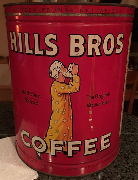 Hills Brothers Coffee 15lb. Can Vintage Tins, Vintage Coffee, Hills Brothers Coffee, Hills Bros ...