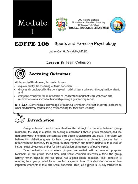 Lesson 8 Team Cohesion 1 | PDF | Group Cohesiveness | Leadership