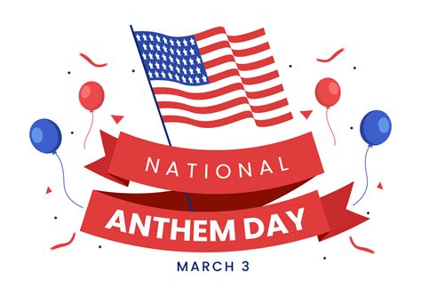 National Anthem Day on March 3 Illustration with United States of America Flag for Web Banner or ...