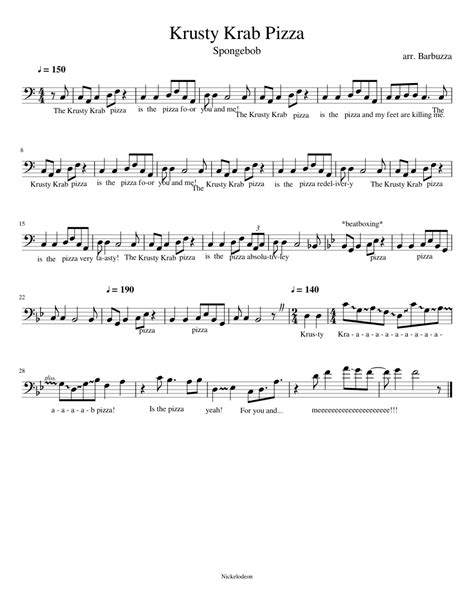 Krusty Krab Pizza Sheet music for Trombone (Solo) | Musescore.com