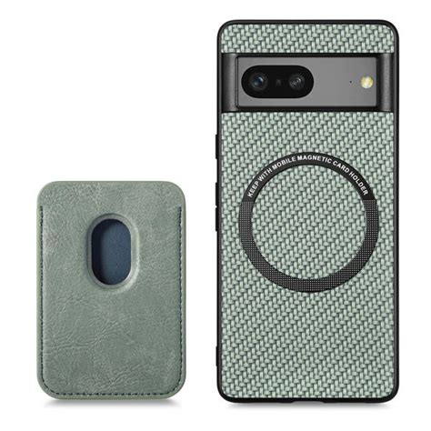 Google Pixel 7A Woven Textured Leather Case with RFID Blocking Magnetic Wallet Card Holder Green