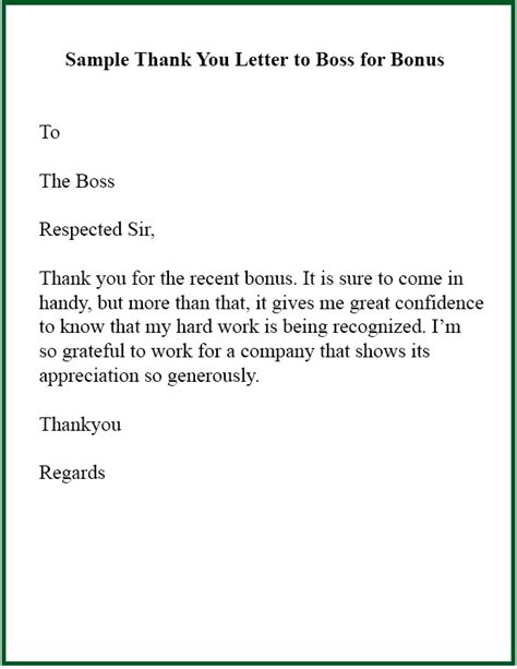 Thank You Letter Template To Boss For Bonus | Thank you letter to boss, Thank you letter, Letter ...