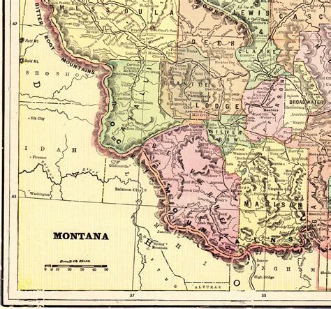 1901 Antique MONTANA State Map George Cram Atlas Map of | Etsy | Montana state map, Map ...