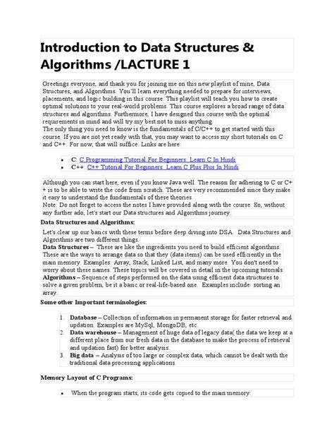 Introduction To Data Structures CODE WITH HARRY | PDF