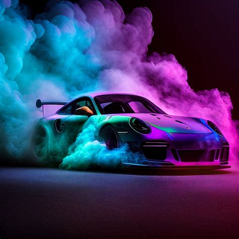 Abstract Neon Porsche GT3 Wall Art - Etsy