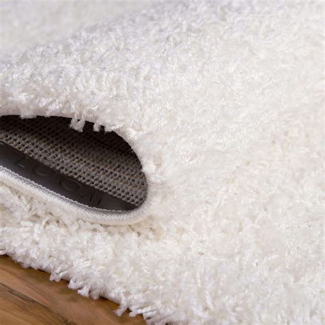 Snow White 8' x 10' Solid Shag Rug | eSaleRugs