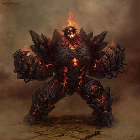 Golem de magma, de Maria Trepalina: Monster Art, Monster Concept Art ...