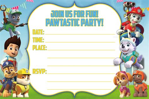 Paw Patrol Invitations