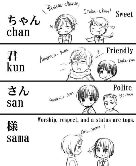 Differences in chan, kun, san, and sama | Japanese phrases, Japanese ...