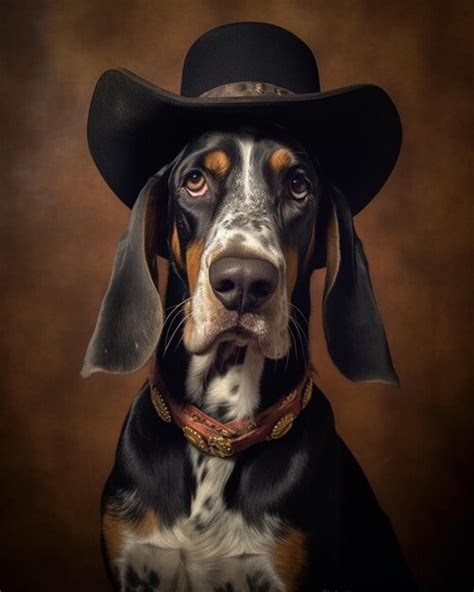 Premium AI Image | A dog wearing a cowboy hat and a black cowboy hat