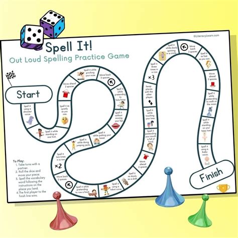 Spelling Practice Printable Board Game (Free) - Literacy Learn