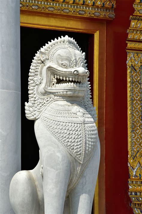 Singha Lion at Marble Temple in Bangkok, Thailand - Encircle Photos