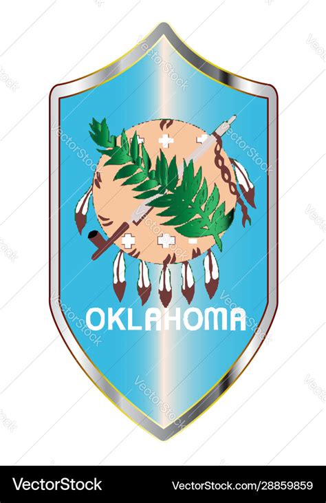 Oklahoma state flag on a crusader style shield Vector Image