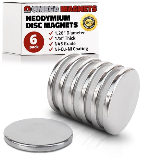 Omega Magnets Strong Neodymium Disc Magnets (6 Pack) - 2X Stronger 2X Thicker Powerful Small ...