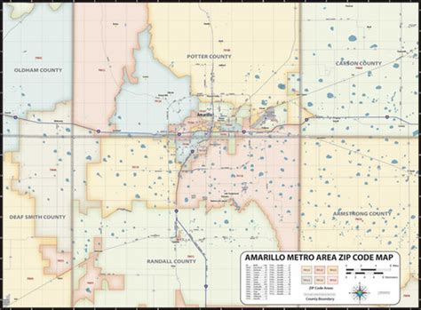 Amarillo TX ZIP Code Laminated Map | topographics