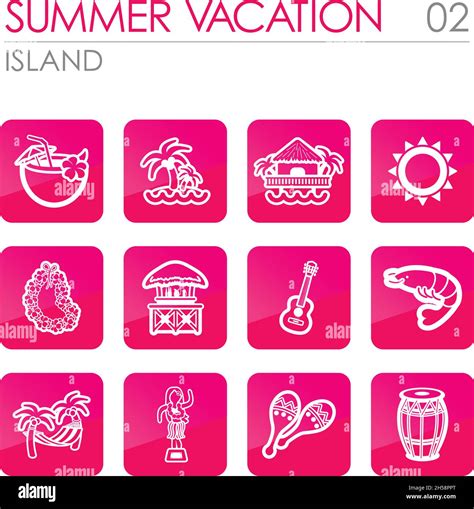 Island beach outline vector icon set. Summer time. Vacation, eps 10 Stock Vector Image & Art - Alamy