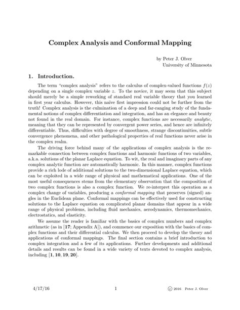 Complex Analysis and Conformal Mapping