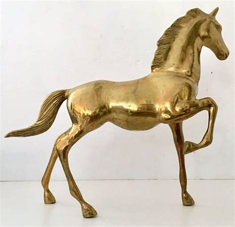 20th Century Large Solid Brass Galloping Horse Sculpture For Sale at 1stDibs