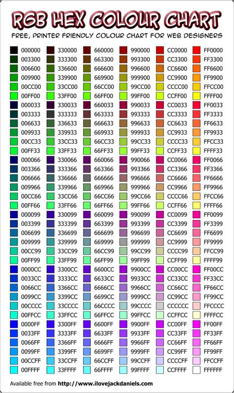 X Color Names With Hex And Rgb Table Cheat Sheet | My XXX Hot Girl