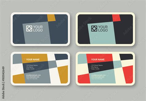 Geometric Business Card in 2 Color Palettes Stock Template | Adobe Stock