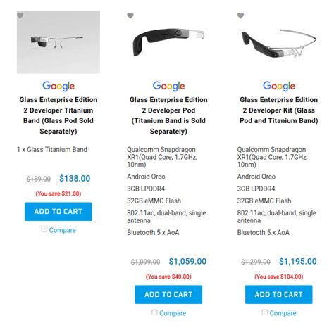 Google Glass Enterprise Edition 2 is Now Sold to Developers for $1,060 and Up - CNX Software